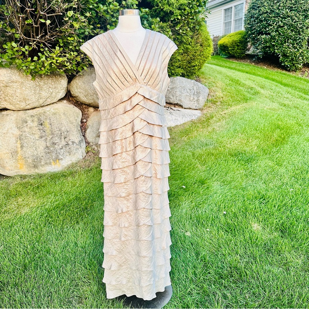 David’s Bridal Tiered Champagne Gold Shimmer Gown - Picture 9 of 15